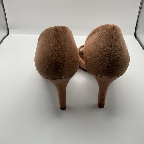 H&M Peach Faux Suede Peeptoe Pumps Size 37 - Picture 5 of 7